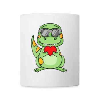 Dinosaurs with sunglasses and heart - Mug - white - Front
