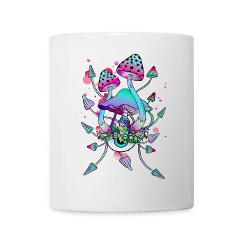 Magic Mushrooms, art des yeux de champignons psychédéliques - Mug blanc - blanc - Devant