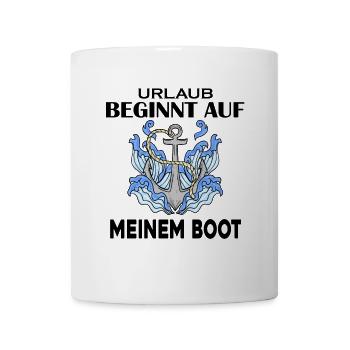 Motorboot Kapitän Urlaub Spruch Geschenk - Tasse - Weiß - Vorne