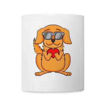 Golden Retriever mit Sonnenbrille und Herz - Tasse - Weiß - Vorne