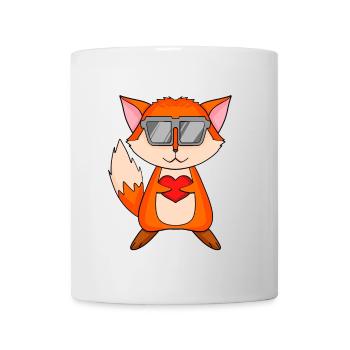 Fuchs mit Sonnenbrille und Herz - Tasse - Weiß - Vorne