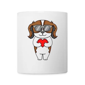 Nederlandse Kooikerhondje avec lunettes de soleil - Mug blanc - blanc - Devant
