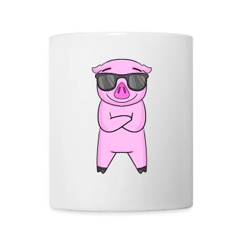 Pig with sunglasses - Mug - white - Front