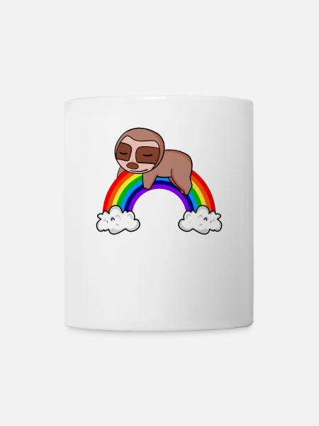 Regenbogen Faultier - Tasse - Weiß