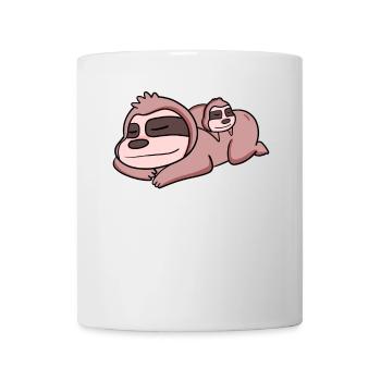 Faultier Papa mit Baby Faultier - Tasse - Weiß - Vorne