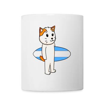 Surfboard Cat Japanese Bobtail Surfing Gift - Mug - white - Front