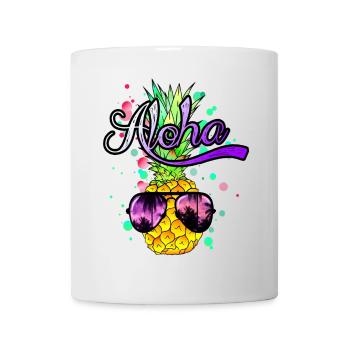 Aloha cool pineapple with sunglasses - Mug - white - Front