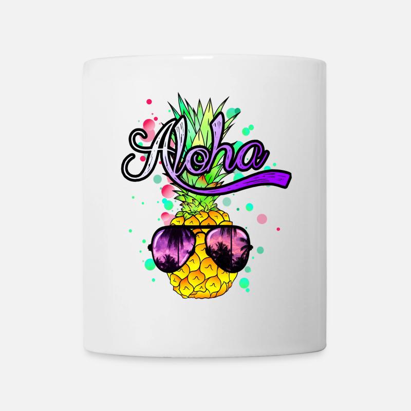 Aloha coole Ananas mit Sonnenbrille - Tasse - Weiß