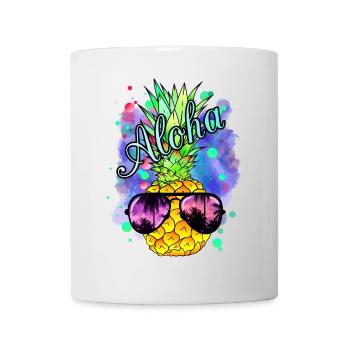 Colorful pineapple with cool sunglasses - Mug - white - Front