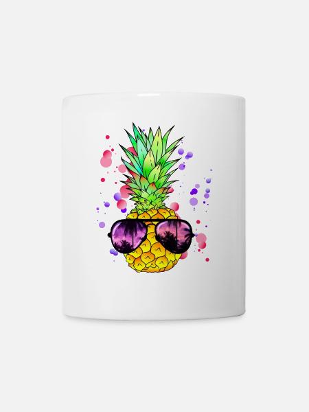 Bunte Ananas Kunst - Tasse - Weiß