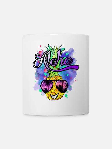 lustige Ananas cool und farbenfroh - Tasse - Weiß