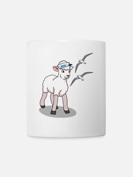 Nordsee Ostsee Schaf Möwen Küste Norddeutschland - Tasse - Weiß