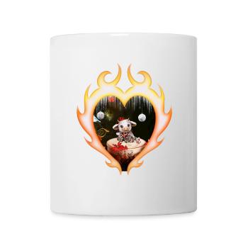 Süße Weihnachtskuh mit Vogel - Tasse - Weiß - Vorne