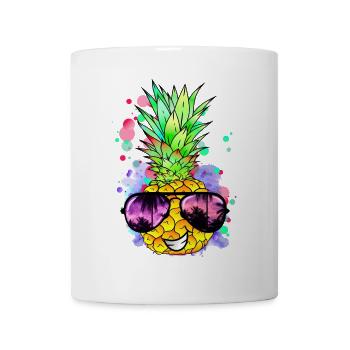 Ananas avec des lunettes de soleil fraîches - Mug blanc - blanc - Devant