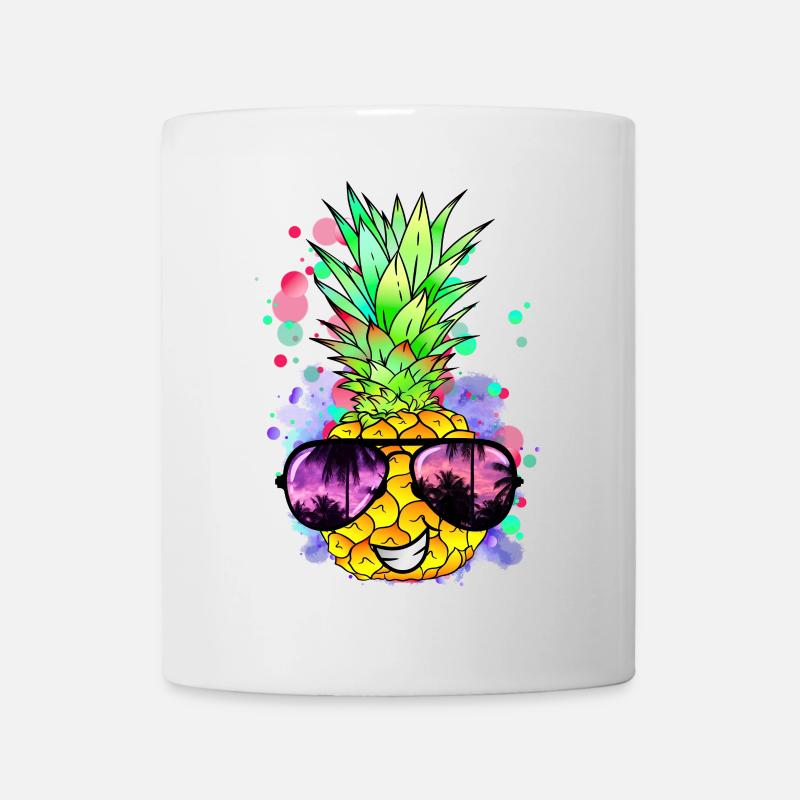 Ananas mit cooler Sonnenbrille - Tasse - Weiß
