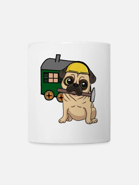 Chantier de construction Artisan Chien Carlin Construction Camion Job Hammer - Mug blanc - blanc
