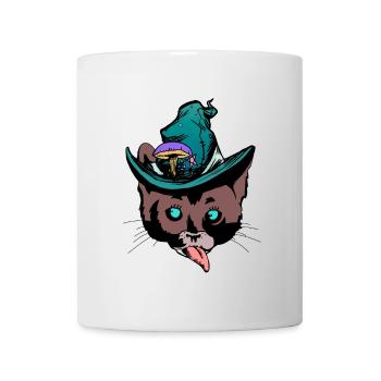 Katzenkopf freche Katze Zauberer naschen Fantasy - Tasse - Weiß - Vorne