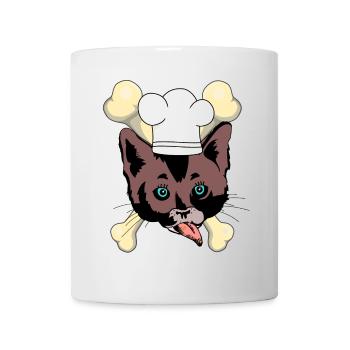 Katzen Küche Knochen Fleisch Katzenhalter Miau - Tasse - Weiß - Vorne