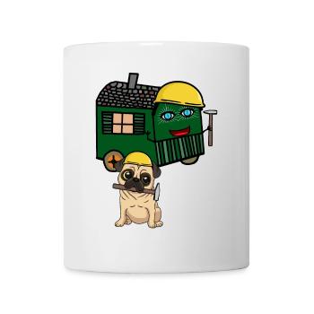 Mops Bauherr Hausbau bauen Bauwagen Hammer - Tasse - Weiß - Vorne
