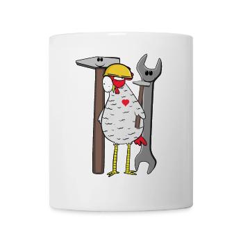 Construction site chicken tool safety helmet builder construction - Mug - white - Front