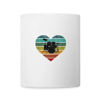 Ich liebe Schlagzeug und Drums Retro Herz - Tasse - Weiß - Vorne