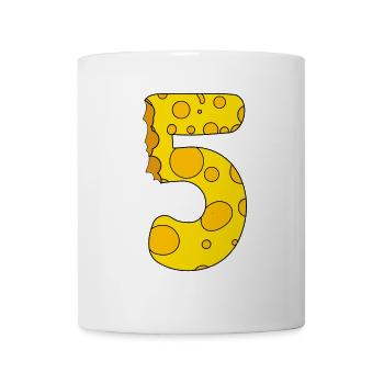 Zahl 5 Ziffer Käse - Tasse - Weiß - Vorne