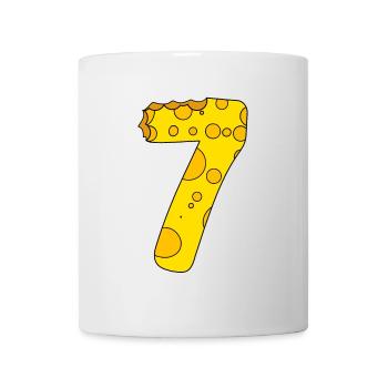 Zahl 7 Ziffer Käse - Tasse - Weiß - Vorne