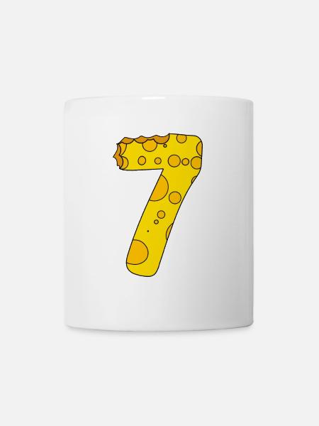 Zahl 7 Ziffer Käse - Tasse - Weiß
