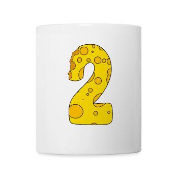 Zahl 2 Ziffer Käse - Tasse - Weiß - Vorne