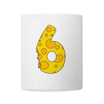 Zahl 6 Ziffer Käse - Tasse - Weiß - Vorne