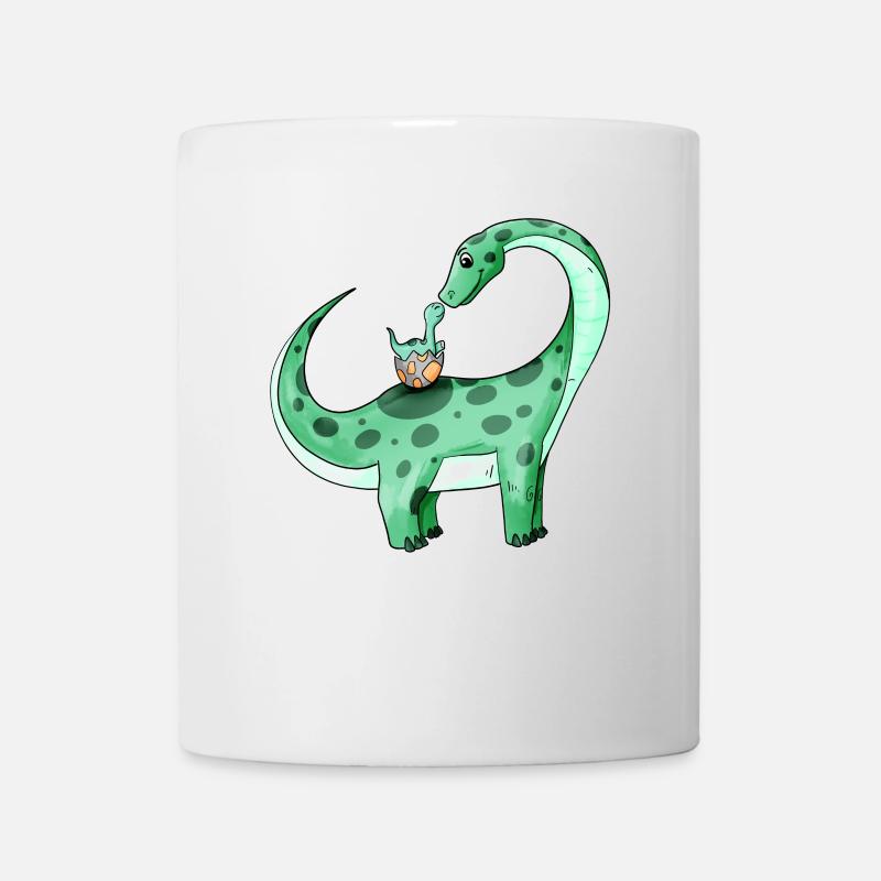 Dinosaurier mit Baby Dinosaurier - Tasse - Weiß