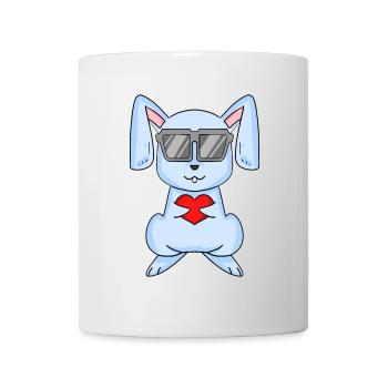 Lapin avec lunettes de soleil et cœur - Mug blanc - blanc - Devant
