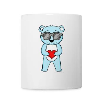 Bear with sunglasses and heart - Mug - white - Front