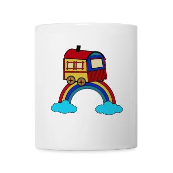 himmlisch wohnen Bauwagen Regenbogen Hippie - Tasse - Weiß - Vorne