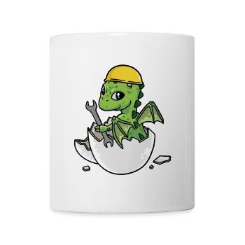 Dino Handwerker Eierschale Werkzeug Kfz Werkstatt - Tasse - Weiß - Vorne