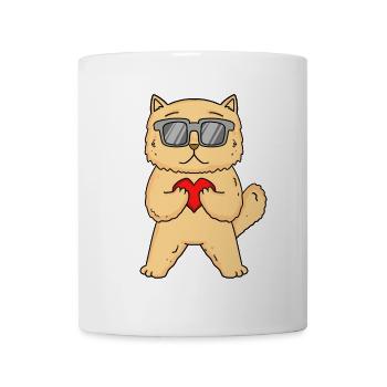 Chat persan avec lunettes de soleil et cœur - Mug blanc - blanc - Devant