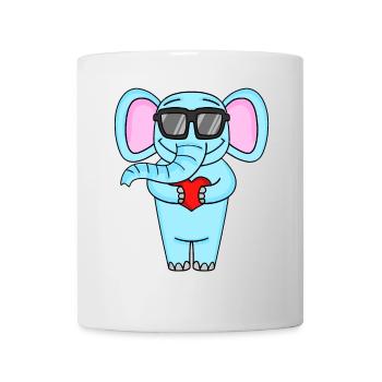 Elefant mit Sonnenbrille und Herz - Tasse - Weiß - Vorne