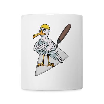 Baustelle Handwerker Möwe Maurer Maurerkelle Bauen - Tasse - Weiß - Vorne