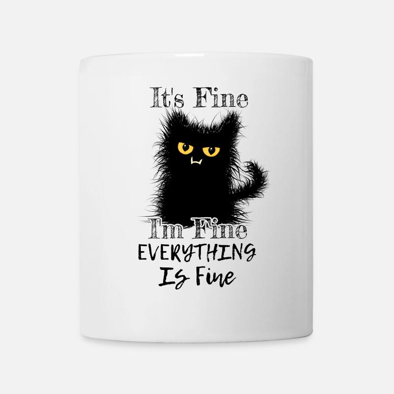 I'm Fine Everything Is Fine Wuschelige Katze - Tasse - Weiß