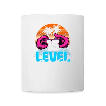 Level 15 Unlocked 15th Birthday Gamer 80s retro - Mug - white - Front