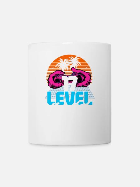 Niveau 17 Débloqué 17ème anniversaire Gamer 80s rétro - Mug blanc - blanc