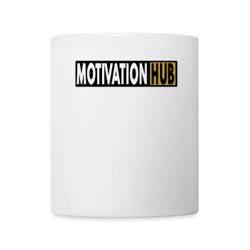 Motivation Hub Logo – Powerful Black & Yellow - Mug - white - Front