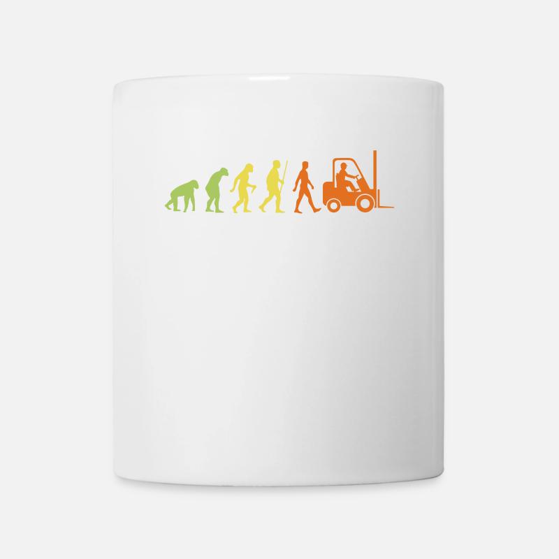 Evolution zur Gabelstapler-Arbeitskraft - Tasse - Weiß