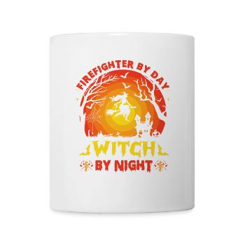 Pompier le jour, sorcière la nuit - Mug blanc - blanc - Devant