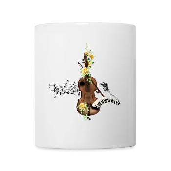 Wunderbare Geige mit Klavier und Blumen. - Tasse - Weiß - Vorne