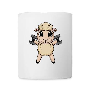 Bodybuilder Schaf Fitness Motivation Geschenk - Tasse - Weiß - Vorne