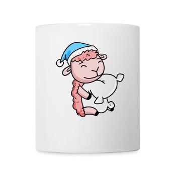 Sheep with pillow and sleeping cap - Mug - white - Front