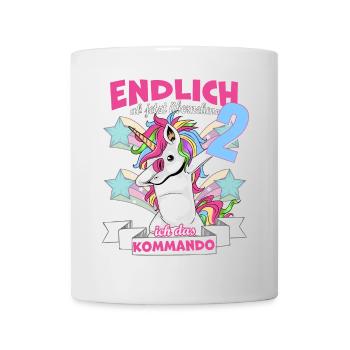 Kinderkleidung, Einhorn zum 2. Geburtstag 2 Jahre - Tasse - Weiß - Vorne