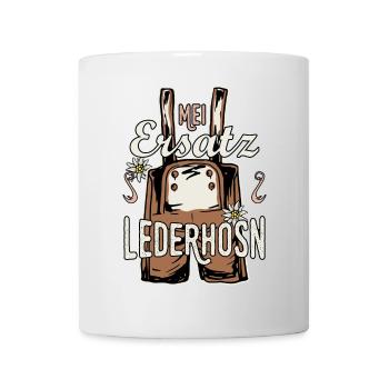 Trachtenshirt Herren Trachten T-Shirt Lederhose - Tasse - Weiß - Vorne