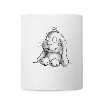 Drolliger Weißer Hase I Hasenmotiv Kaninchen - Tasse - Weiß - Vorne
